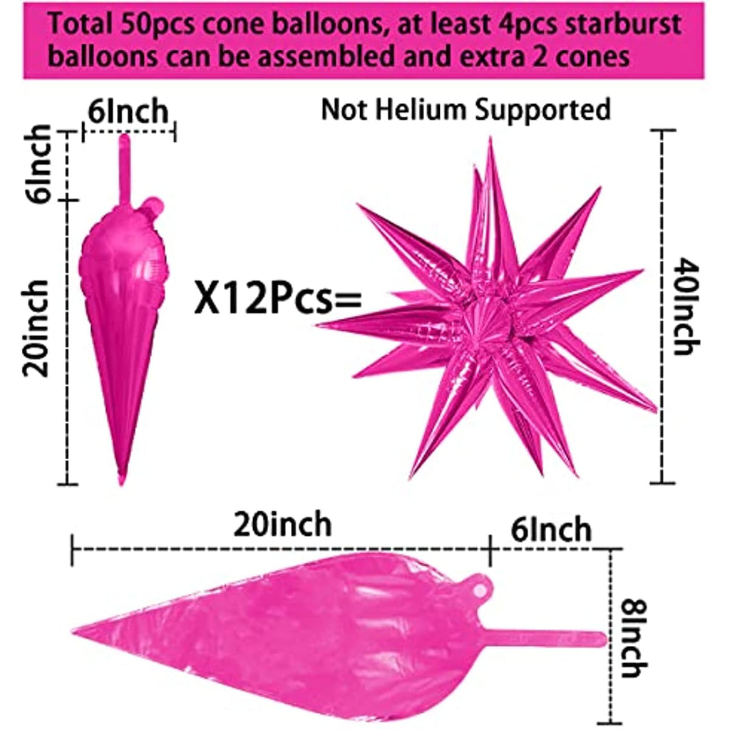 Hot Pink Star Balloons Metallic 50 Pcs Starburst Balloons Foil Spike Balloon 26 Inch
