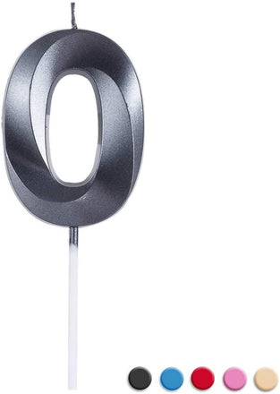 Birthday Candles Extended Big Number Candle Multicolor 3D Design Cake Topper Decoration for Any Celebration(0 Candle Black)