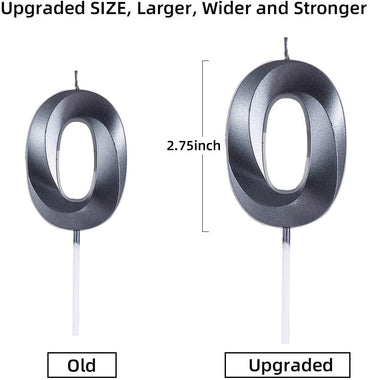 Birthday Candles Extended Big Number Candle Multicolor 3D Design Cake Topper Decoration for Any Celebration(0 Candle Black)