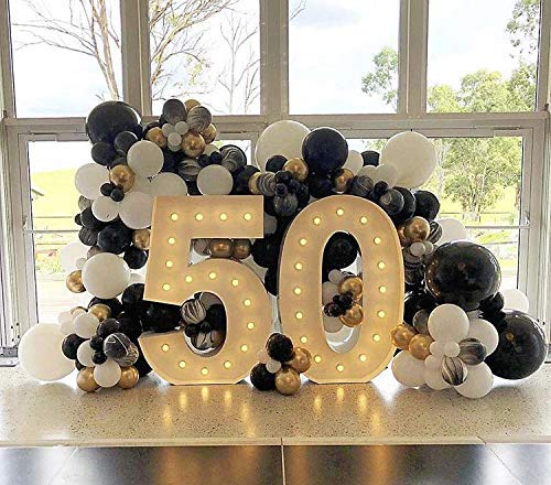 Black Gold Balloon Garland Kit Black White Gold Confetti Marble Balloons Arch Birthday Party Wedding Bridal Shower Bachelorette Party Decoration 111PCS