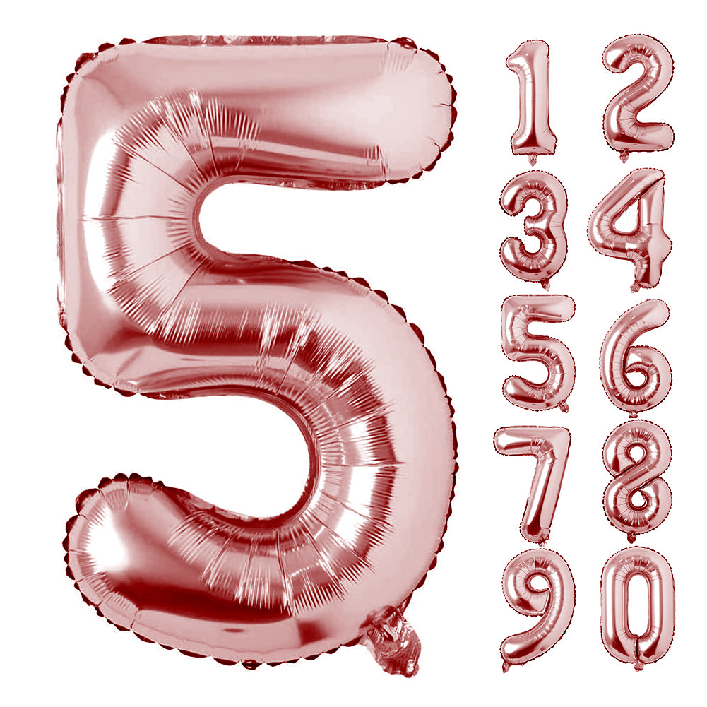 Large Number 0 Balloons, Giant Foil Helium Fillable Baloon 40 Inch Age Birthday Anniversary Party Decoration with Rose Gold (0-9)