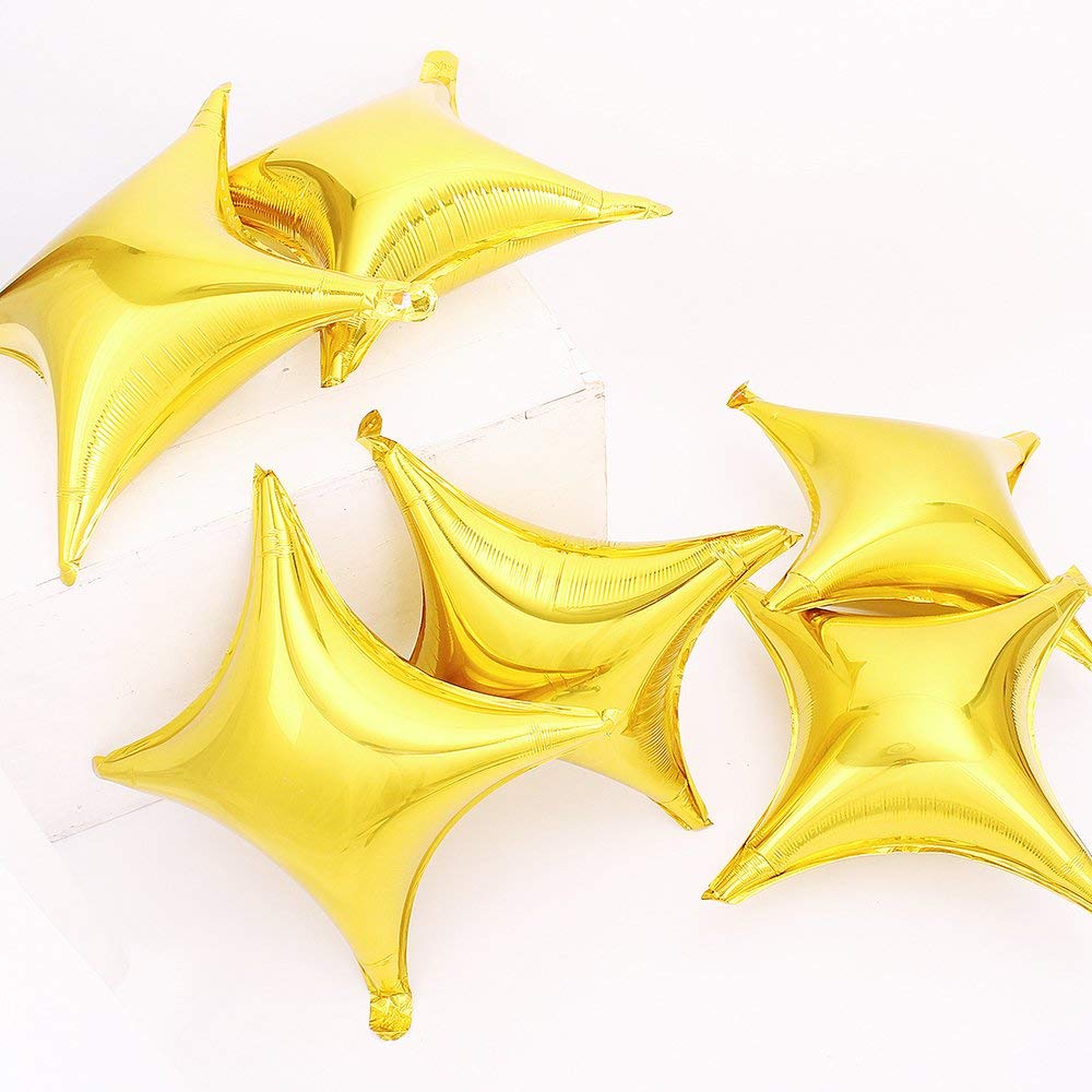 10" Star Shape Foil Mylar Balloon Gold Quadrangle Balloon - 24pcs