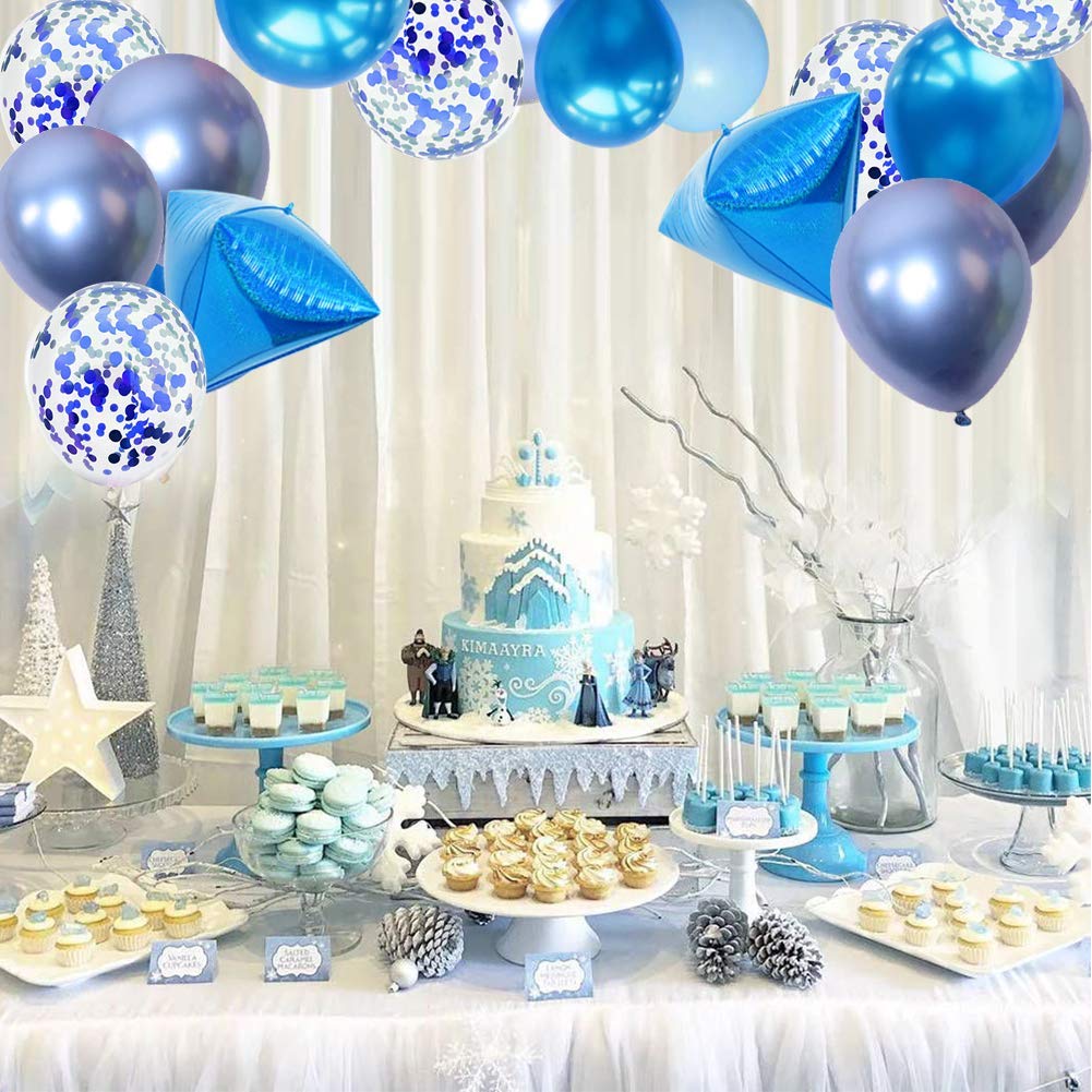 24 Inch Laser Blue Diamond Foil Mylar Balloon (4Pcs)