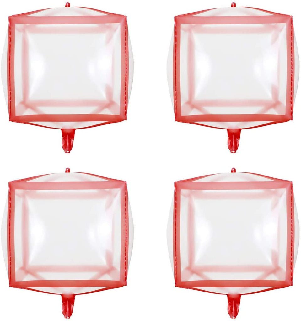 4D Foil Balloons Cube Diamond Shaped Helium Balloons for Wedding Bridal Baby Shower Birthday Grad Party Decor Pack of 4