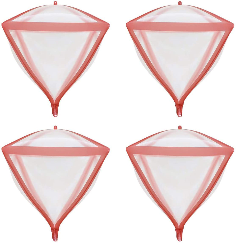 4D Foil Balloons Cube Diamond Shaped Helium Balloons for Wedding Bridal Baby Shower Birthday Grad Party Decor Pack of 4