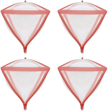 4D Foil Balloons Cube Diamond Shaped Helium Balloons for Wedding Bridal Baby Shower Birthday Grad Party Decor Pack of 4
