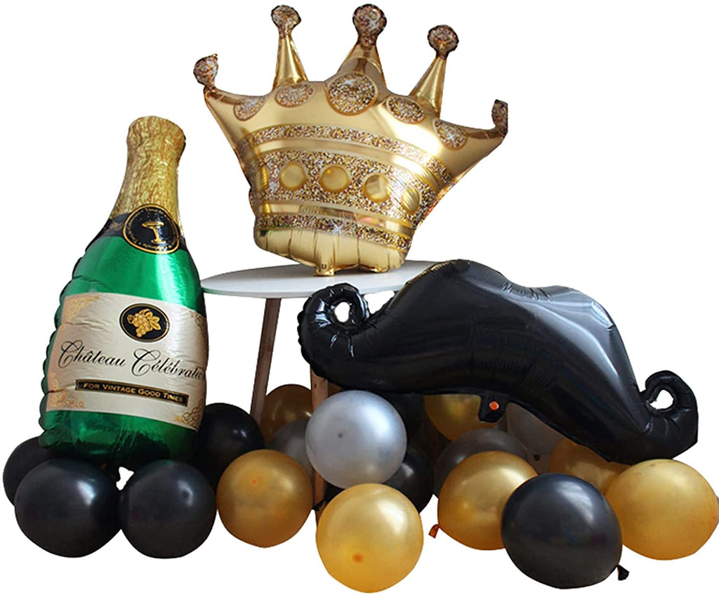 6 Pcs Jumbo 39.4 Inch Gold Crown Foil Balloons(Rose Gold)