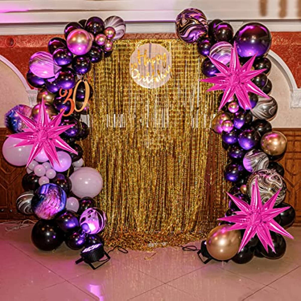 Hot Pink Star Balloons Metallic 50 Pcs Starburst Balloons Foil Spike Balloon 26 Inch