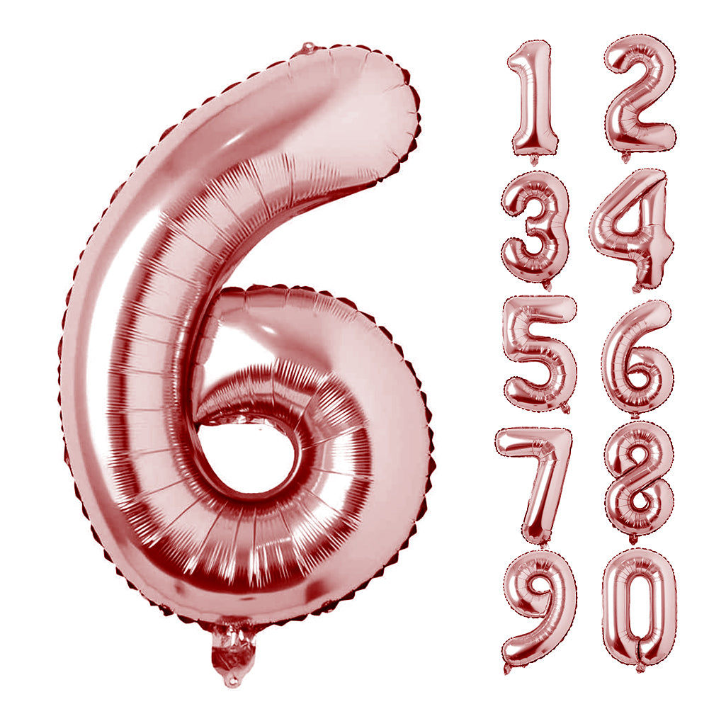Large Number 0 Balloons, Giant Foil Helium Fillable Baloon 40 Inch Age Birthday Anniversary Party Decoration with Rose Gold (0-9)