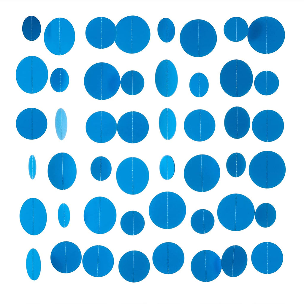 Holographic Paper Garland Shiny Iridescent Circle Dots Party Streamer Banner Backdrop Hanging Decorations, 20 Feet in Total