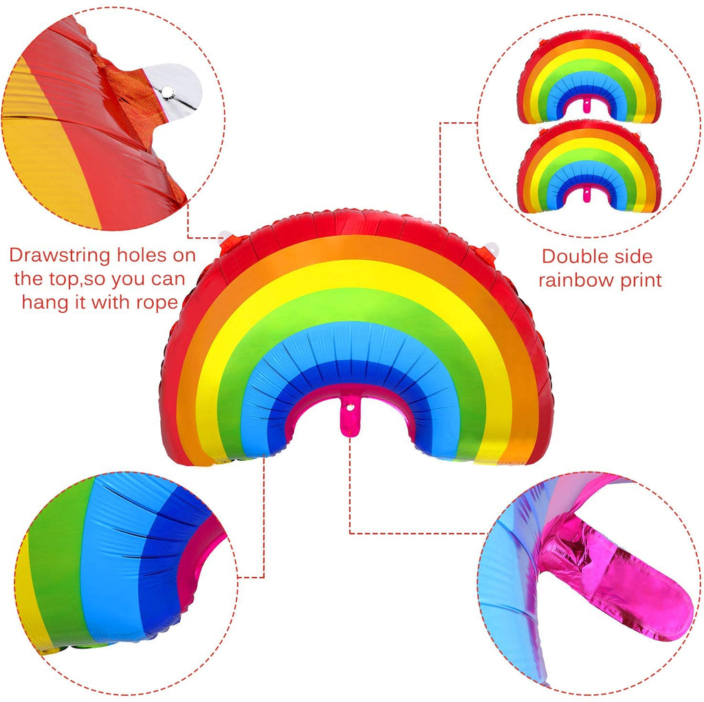 6 Pieces Rainbow Shape Foil Balloons, 38"