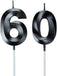 Black 60th Birthday Candles, Number 60 Cake Topper for Birthday Decorations Party Decoration