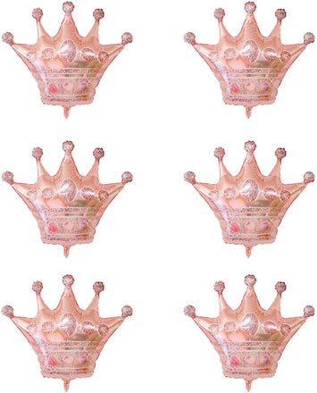 6 Pcs Jumbo 39.4 Inch Gold Crown Foil Balloons(Rose Gold)