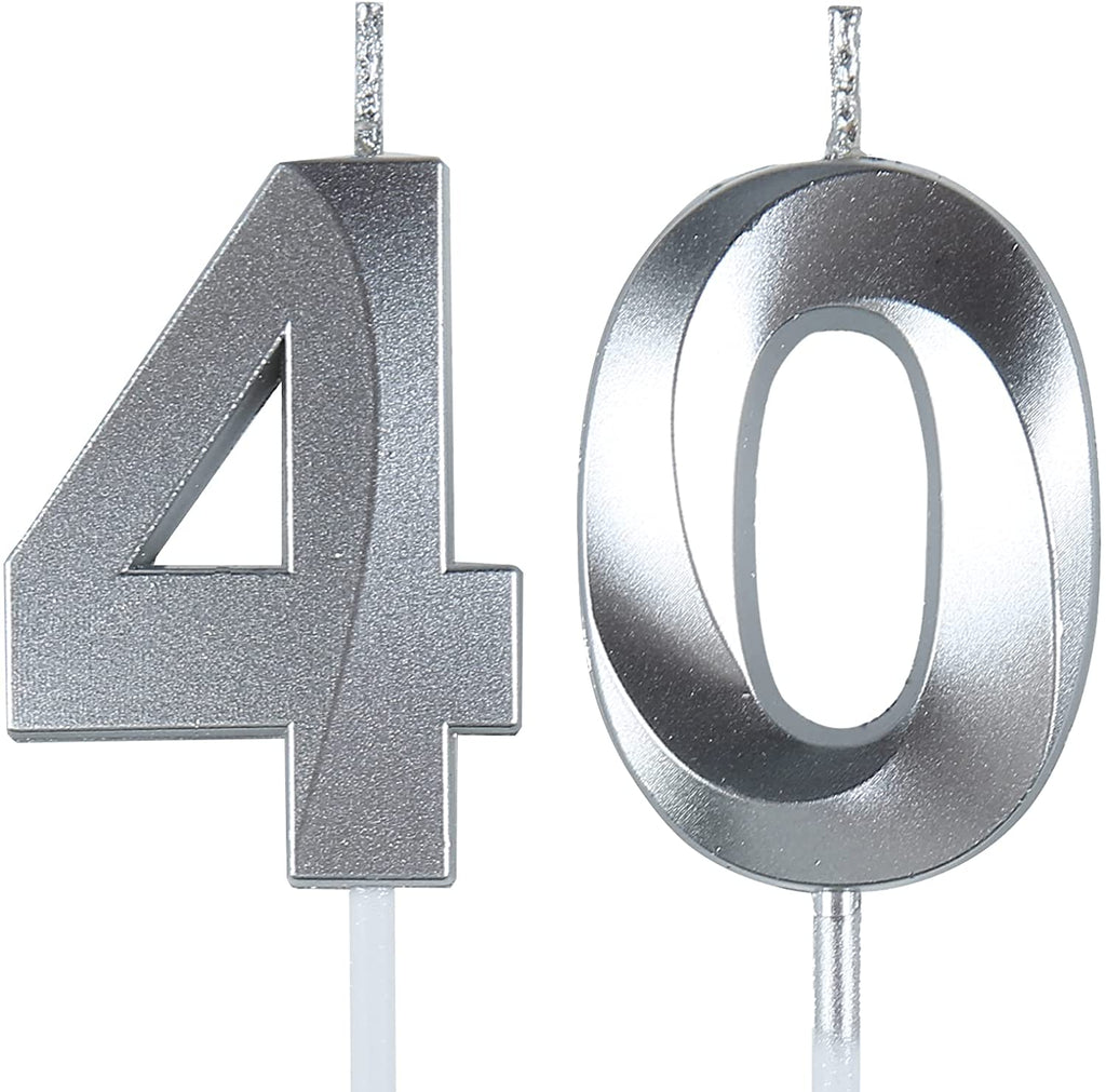 Metallic Number 40 Cake Topper for Birthday, Anniversary