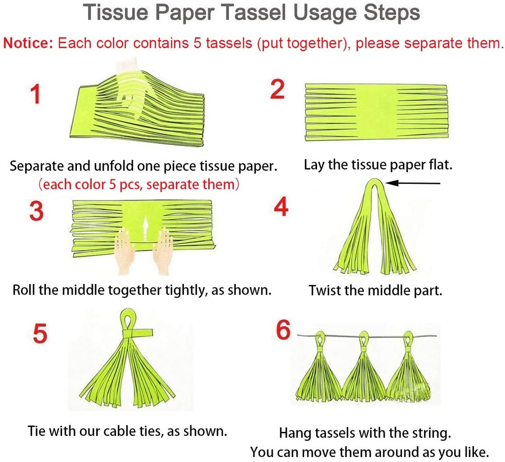 Sparkly Paper Pennant Banner Triangle Flags Bunting 8.2 Feet and Tissue Paper Tassels Garland 15 pcs