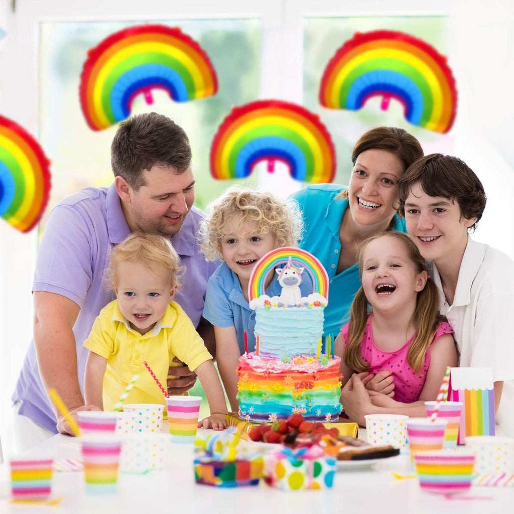 6 Pieces Rainbow Shape Foil Balloons, 38"