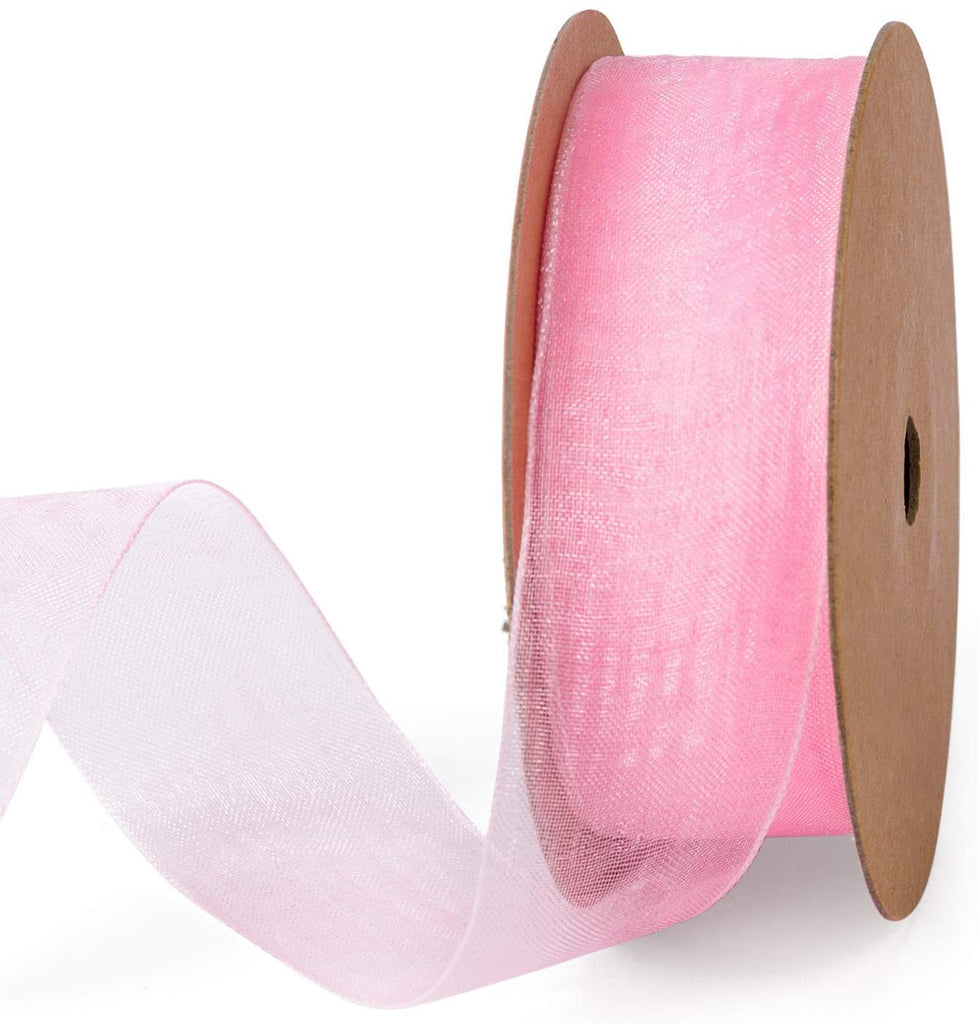 1 Inch Sheer Organza Ribbon - 25 Yards for Gift Wrapping, Bouquet Wrapping, Decoration, Craft - Rose