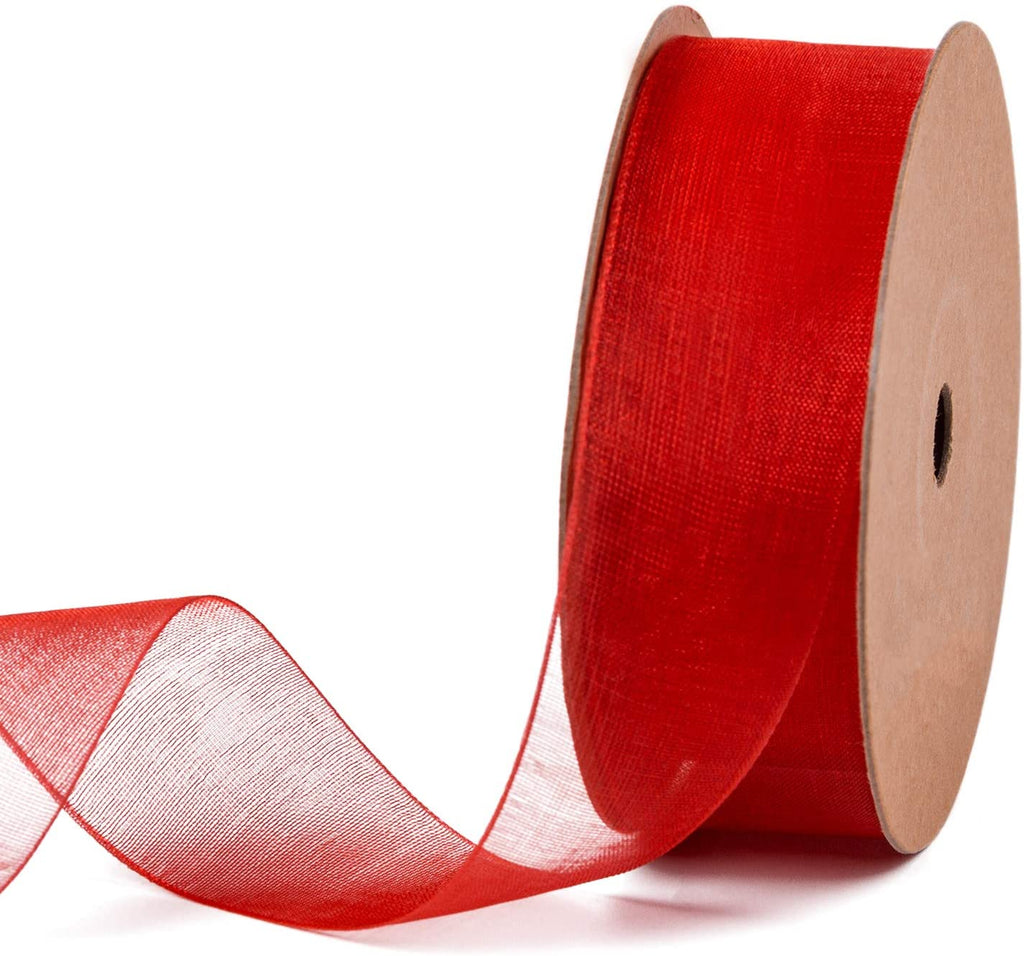 1 Inch Sheer Organza Ribbon - 25 Yards for Gift Wrapping, Bouquet Wrapping, Decoration, Craft - Rose