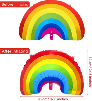 6 Pieces Rainbow Shape Foil Balloons, 38"