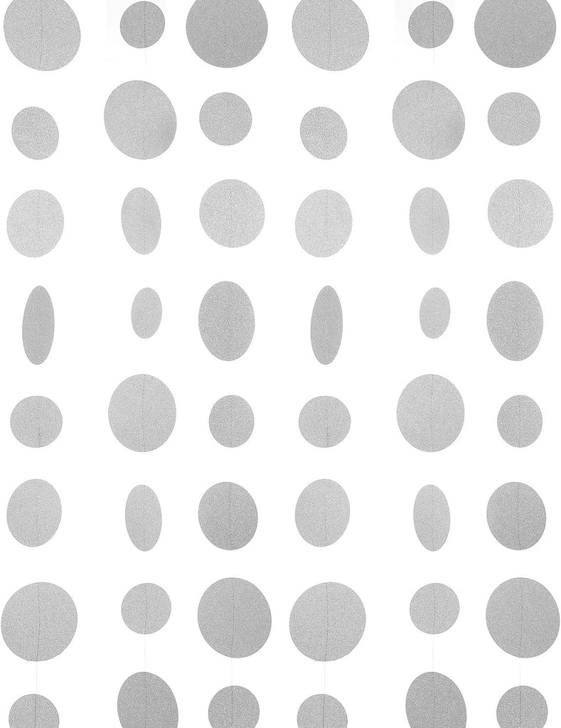 Holographic Paper Garland Shiny Iridescent Circle Dots Party Streamer Banner Backdrop Hanging Decorations, 20 Feet in Total