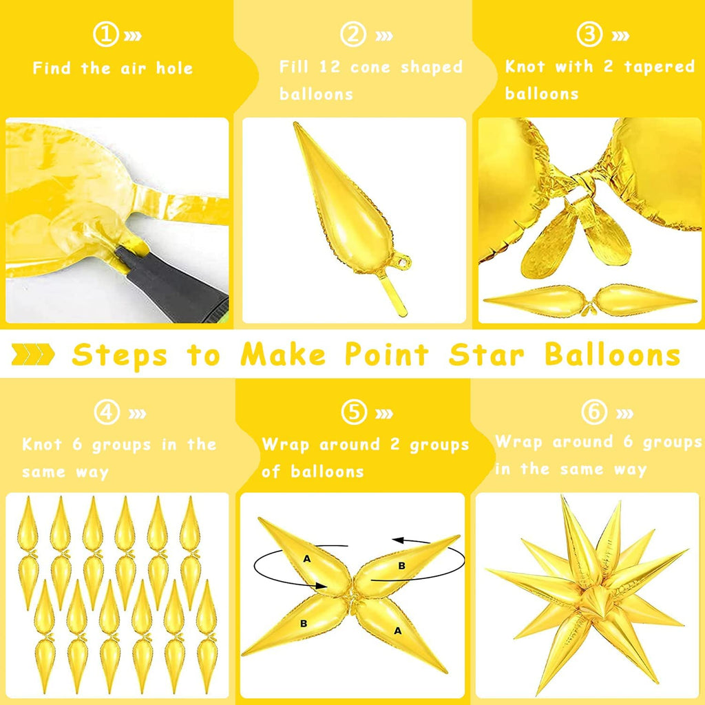 Golden Star Balloon Metal Star Aluminum Foil Cone Balloon(50 pieces)