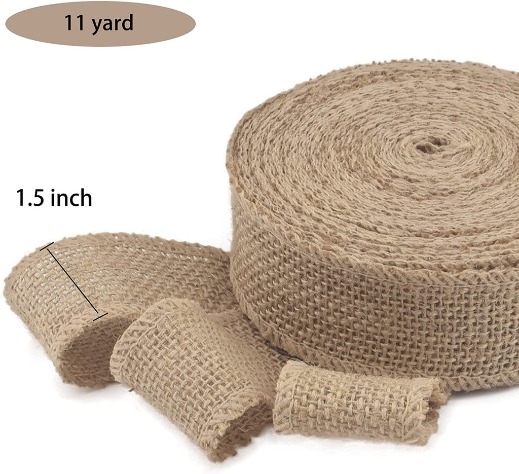 Burlap Fabric Ribbon for Party and Home Decoration, 11 Yards (1-1/2 inch)