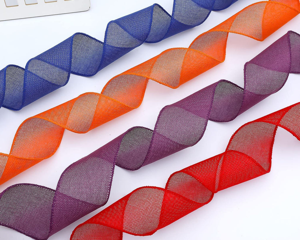 Christmas Burlap Wired Edge Ribbon for Gift Wrapping, Christmas Trees Decorations, Crafts Making, 2 Rolls, 2.5 Inch x 6 Yards, Red