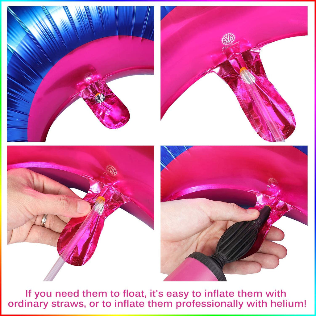 6 Pieces Rainbow Shape Foil Balloons, 38"