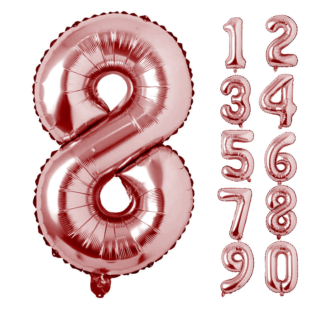 Large Number 0 Balloons, Giant Foil Helium Fillable Baloon 40 Inch Age Birthday Anniversary Party Decoration with Rose Gold (0-9)