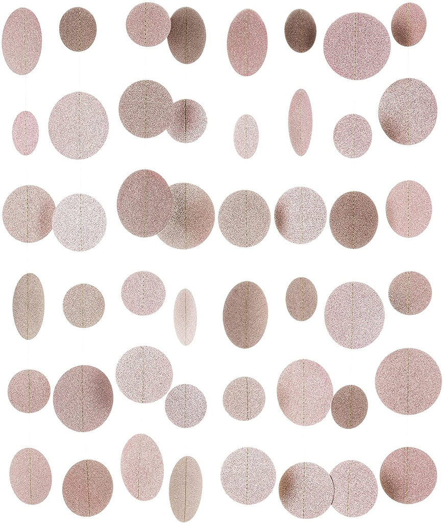 Holographic Paper Garland Shiny Iridescent Circle Dots Party Streamer Banner Backdrop Hanging Decorations, 20 Feet in Total