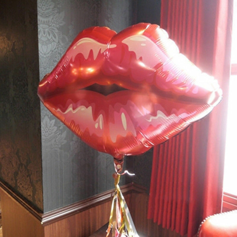 Kiss Foil Balloon Set, Lips 18" + Heart 18"-8PCS